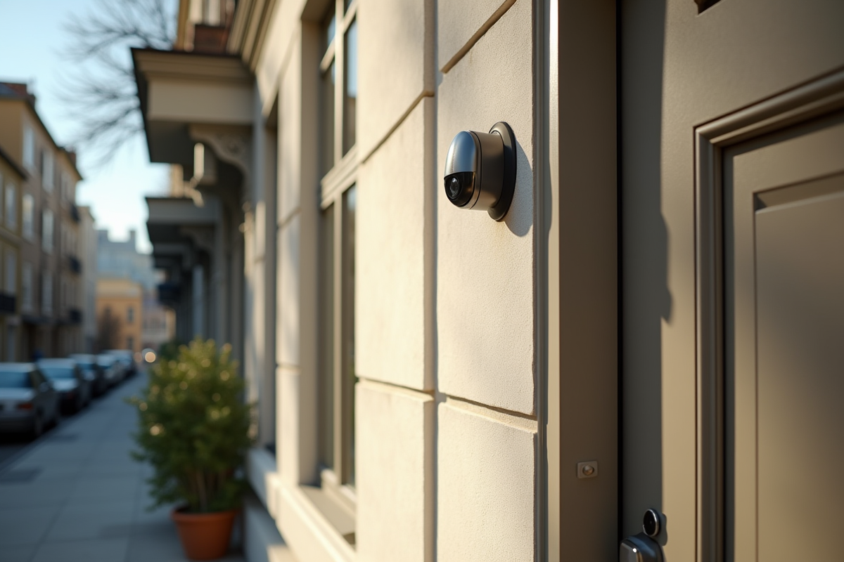 Caméra de securite extérieure sur une maison urbaine