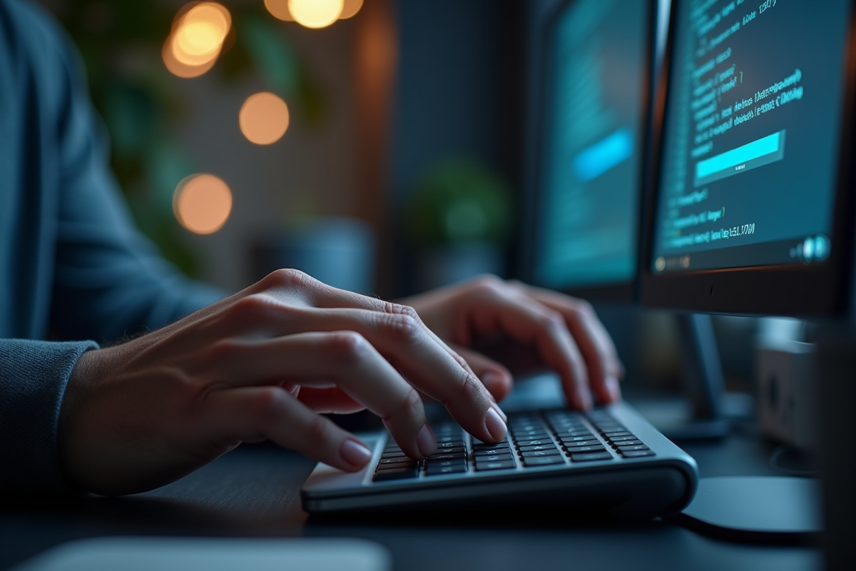 Mains tapant sur un clavier avec erreur L1109 à l