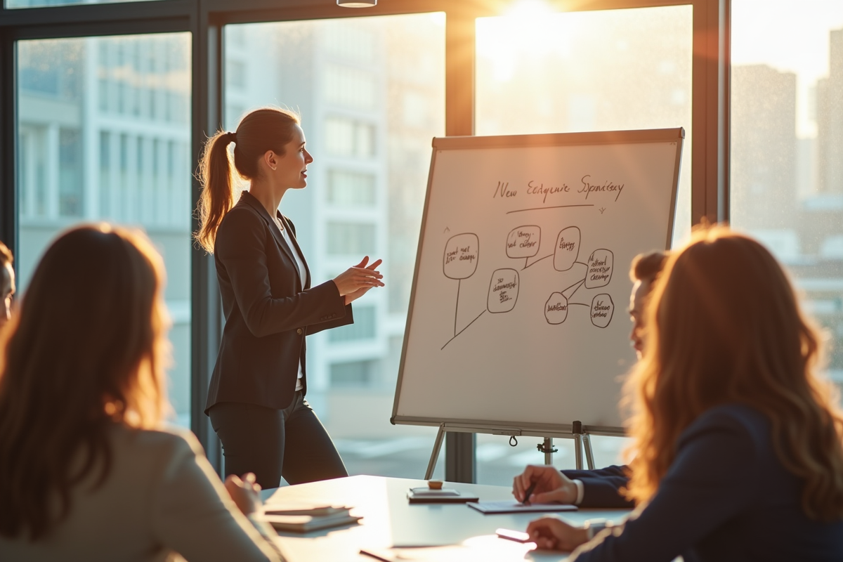 Femme d'affaires confiante dans un bureau moderne