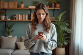 Jeune femme préparant son téléphone pour le trade-in