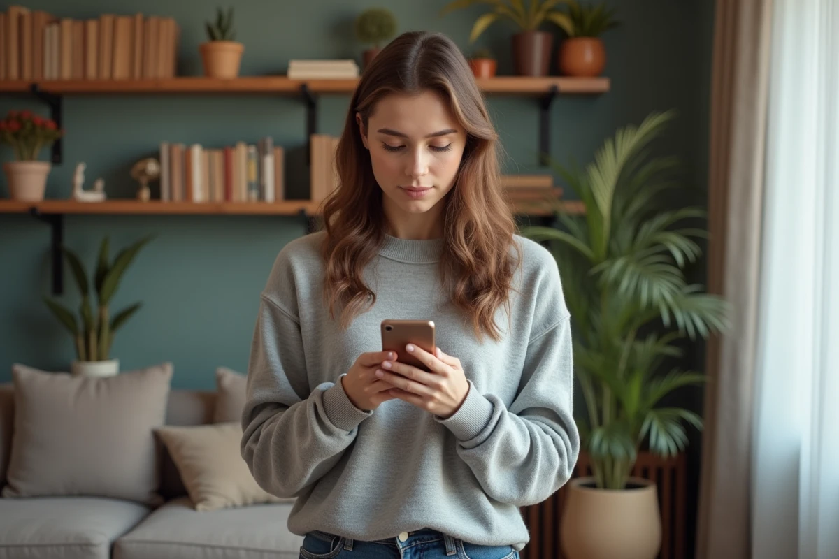 Jeune femme préparant son téléphone pour le trade-in
