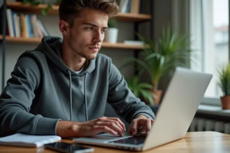 Jeune homme utilisant une application d authentification sur son smartphone