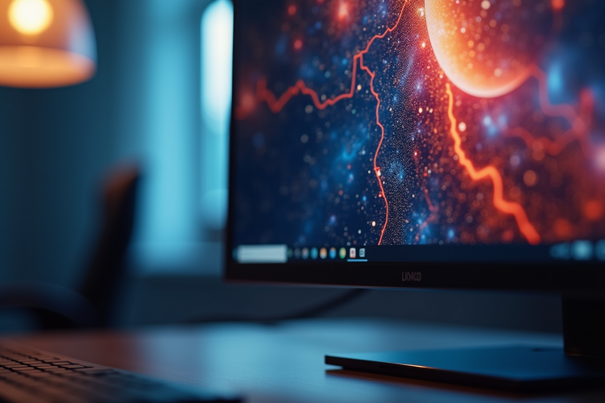 Zoom sur un moniteur avec contenu 1080p et 4K en détail