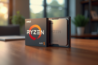 Zoom sur deux processeurs AMD Ryzen Ryzen 5 et Ryzen 7
