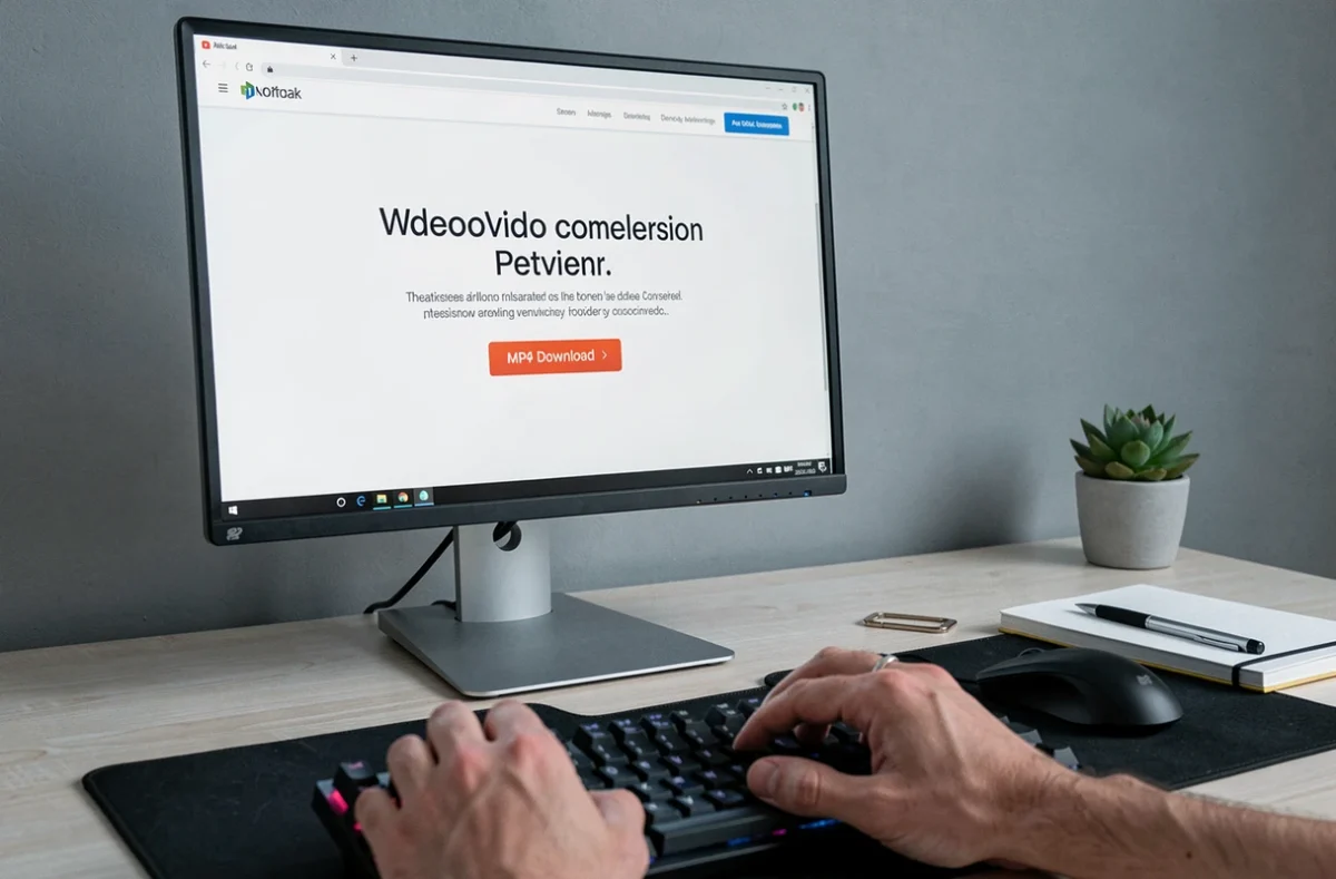 Écran d'ordinateur affichant un site de conversion YouTube MP4 sans publicités envahissantes