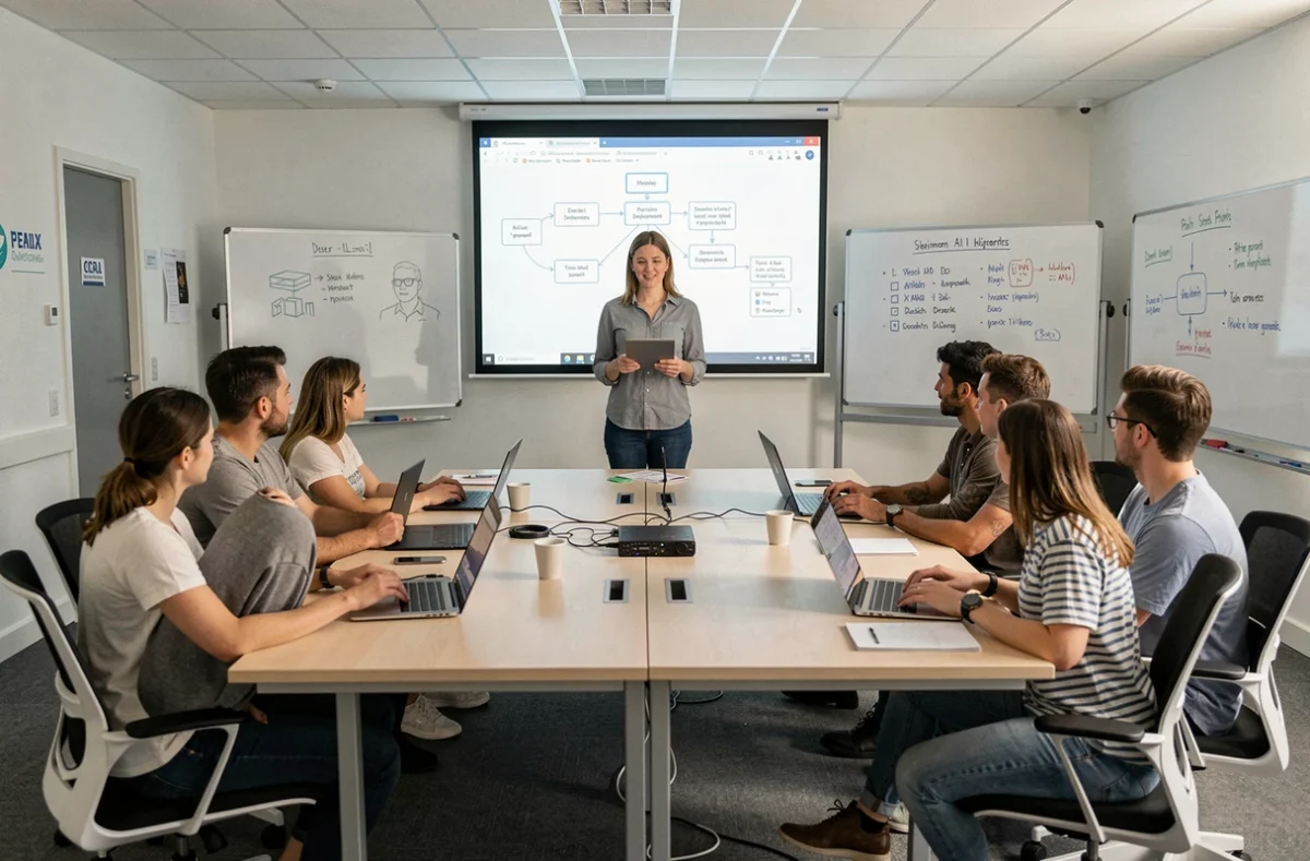 Formatrice de Snazzy Puteaux animant un atelier de formation et de déploiement d'intelligence artificielle pour des professionnels à Puteaux