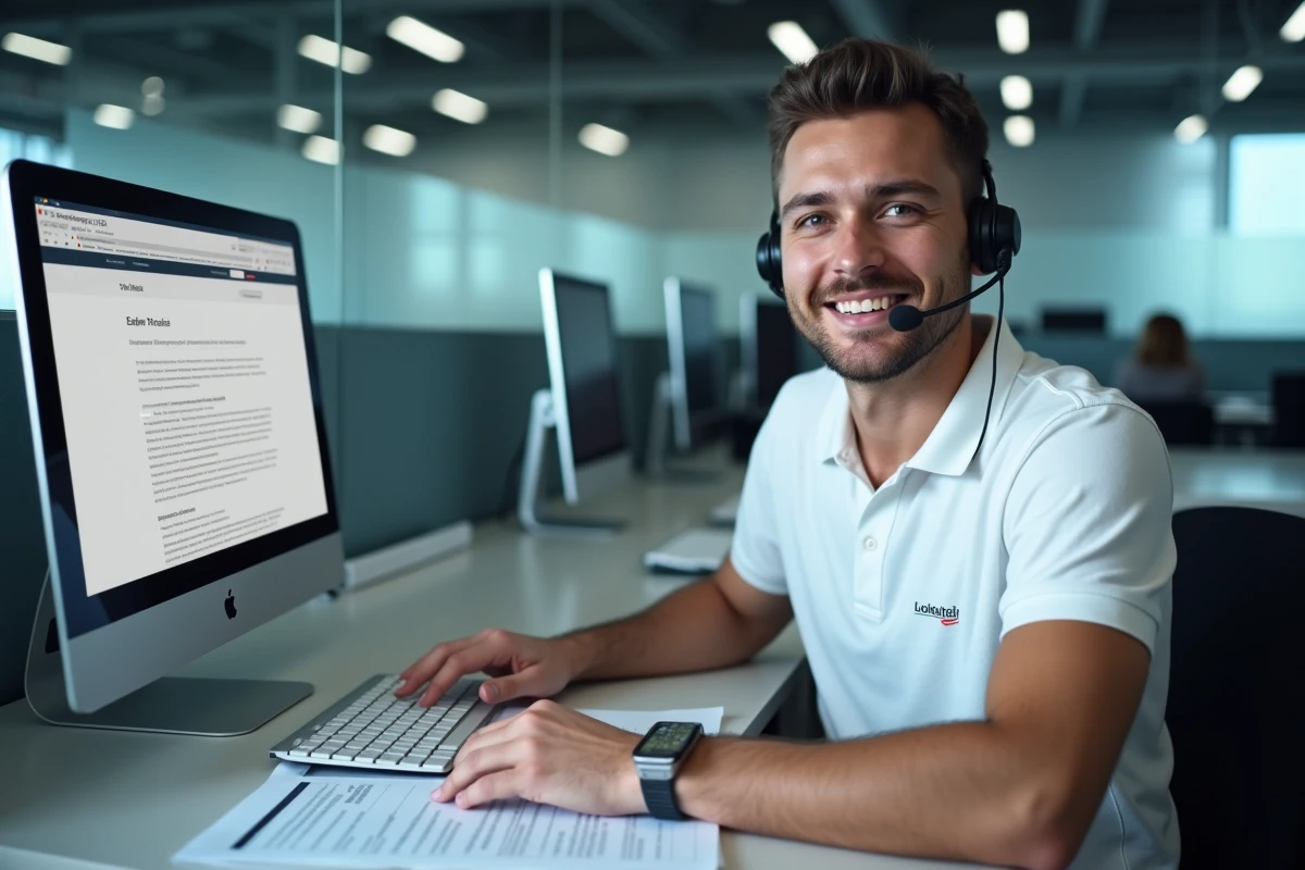 Technicien support informatique vérifiant une liste de contrôle de messagerie avant intervention sur un serveur mail